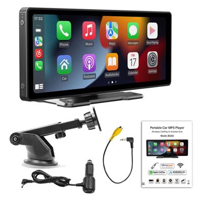 9.3 Inch HD Screen Car Stereo Portable Car Radio MP5 Player Compatible with Android Auto/Apple CarPlay, Mirror Link, FM Signal Tramsmission/Bluetooth 5.0/TF Card/USB/AUX Rear Camera