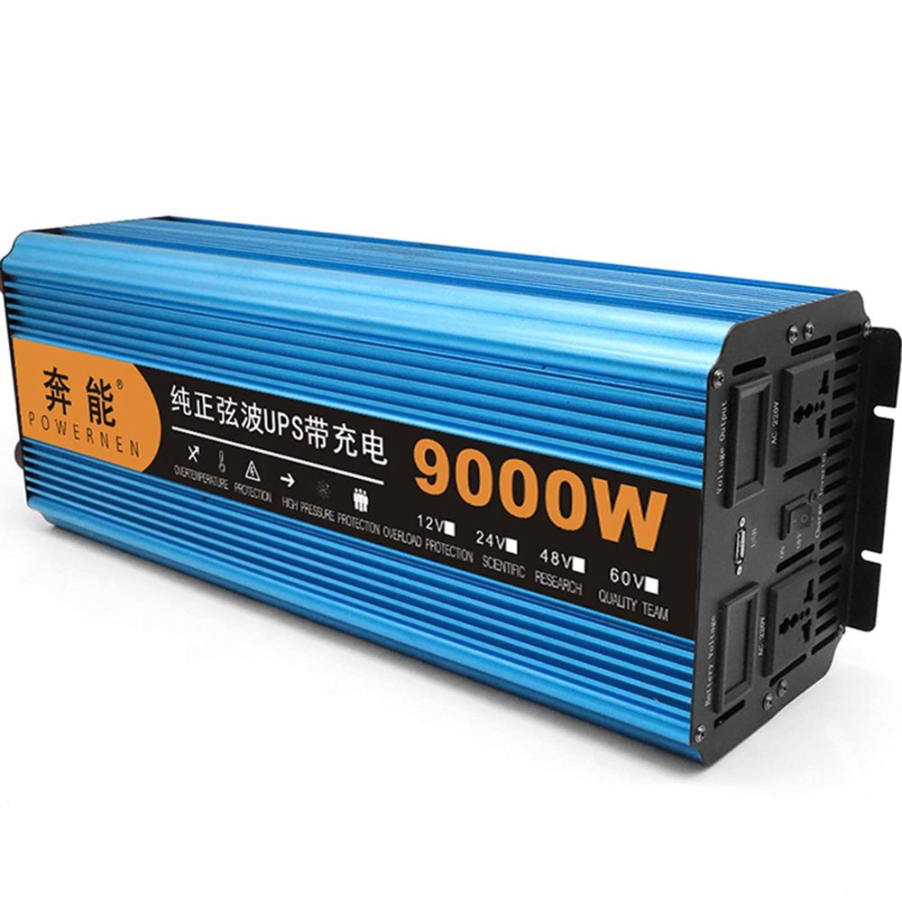 2200W/9000W UPS Sine Wave Inverter Car Inverter Dc 12V/24V to Ac 220v Voltage Converter with Dual Digital Display and Socket,Durable for Car, Caravan, Boat, Camping, Travel,24V-9000W
