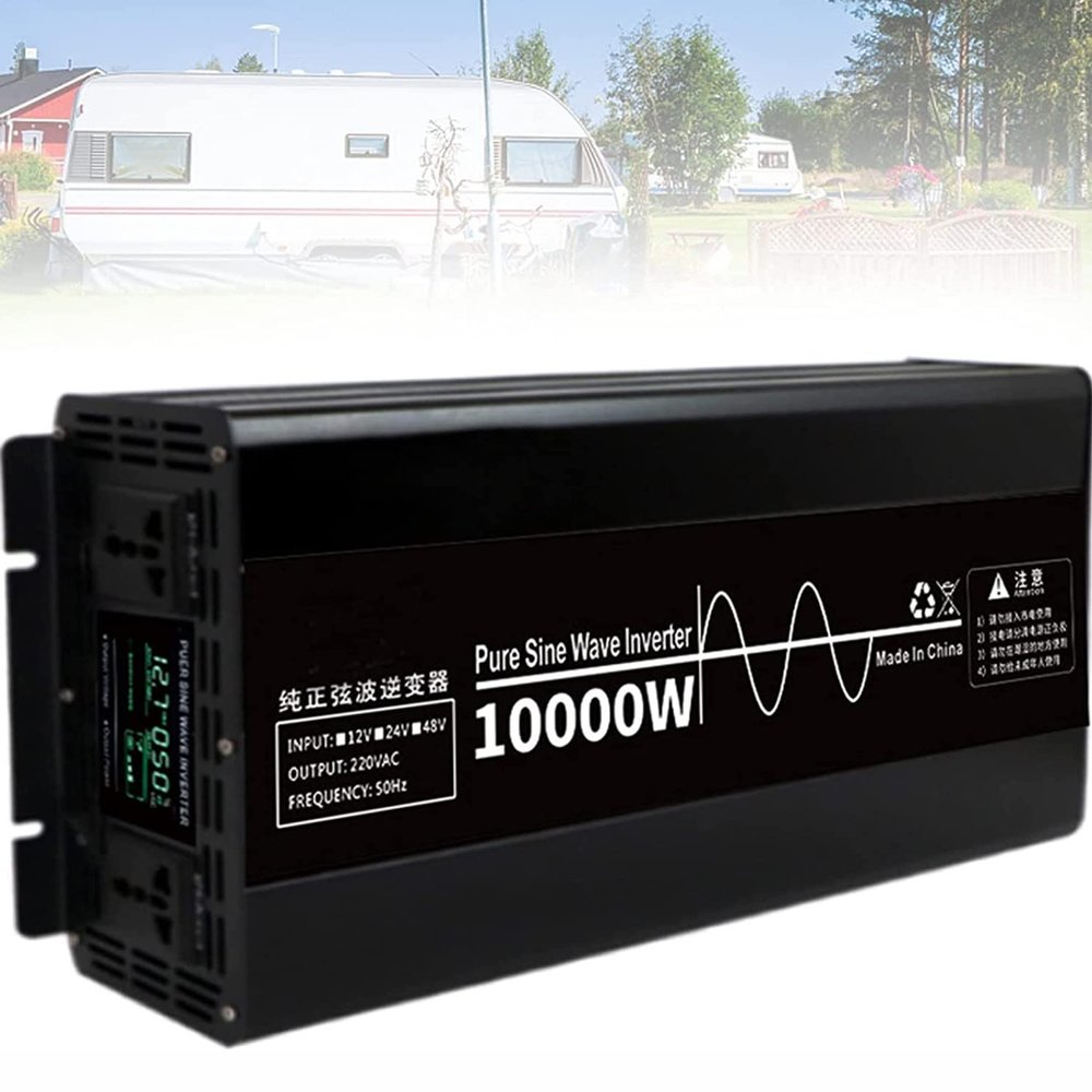 10000w Pure Sine Inverter, Power Converter Dc 24v/48v to 220v Inverter with Led Display and Ac Socket, for Home, Outdoor, Rv, Camping, Van,10000W-48Vto220V