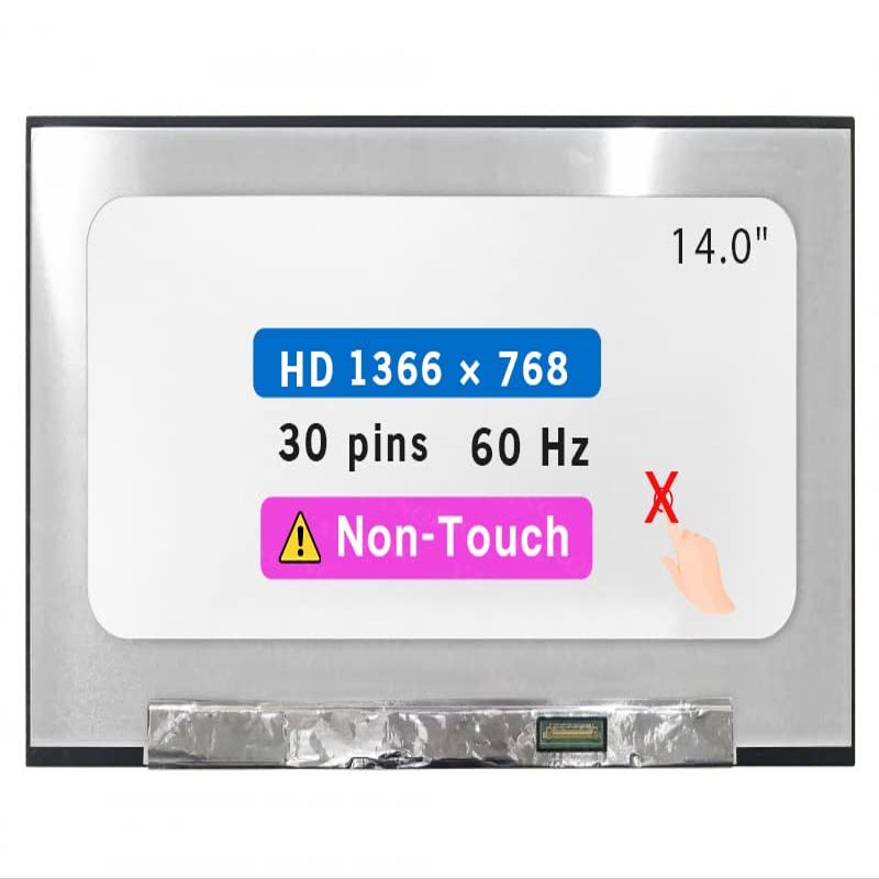 14.0" Screen Replacement for Dell Latitude 14 7410 LCD Display Panel 30 pin (HD 1366x768 Non-Touch)