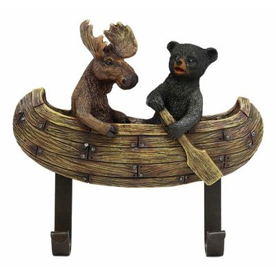 1 Pcs of Forest Creek Buddies Rustic Black Bear and Elk Moose On Boat Canoe Wall Hooks