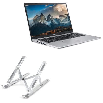 BoxWave Stand and Mount Compatible with Acer Aspire 5 (A515-56) - Compact QuickSwitch Stand, Portable Multi Angle Viewing Foldable Riser - Metallic Silver