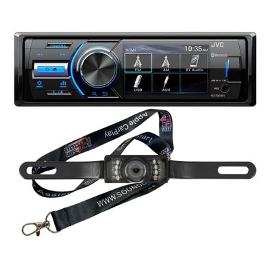 JVC KD-X560BT Single-DIN Digital Media Receiver (Does not Play CDs) Bundled with + (1) License Plate Style Back up Camera