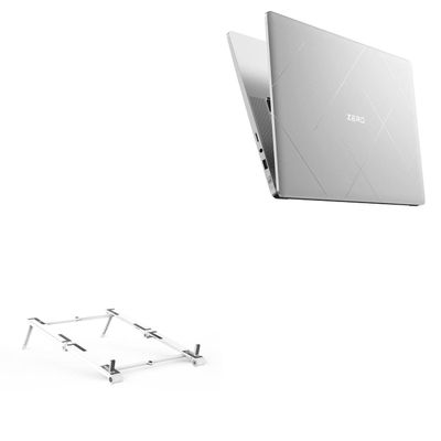 BoxWave Stand and Mount Compatible with Infinix Zero Book Ultra - Pocket Aluminum Stand 3-in-1, Portable Multi Angle Viewing Riser - Metallic Silver