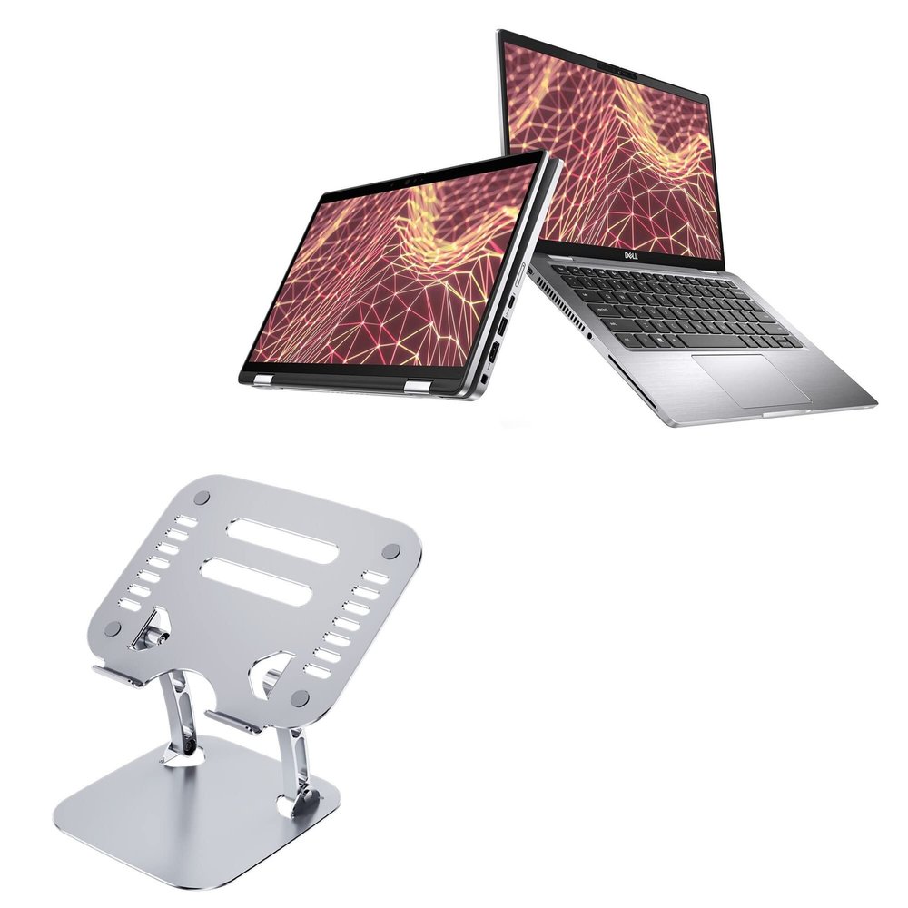 BoxWave Stand and Mount Compatible with Dell Latitude 7330 2-in-1 - Executive VersaView Laptop Stand, Ergonomic Adjustable Viewing Angle Metallic Riser - Metallic Silver