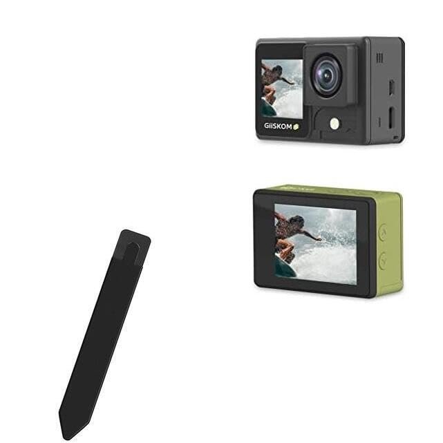 BoxWave Stylus Pouch Compatible with GIISKOM Fancy R2 Action Camera - Stylus PortaPouch, Pen Stylii Holder Carrier Portable Self-Adhesive - Jet Black