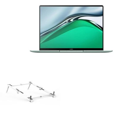 BoxWave Stand and Mount Compatible with Huawei MateBook 13s - Pocket Aluminum Stand 3-in-1, Portable Multi Angle Viewing Riser - Metallic Silver