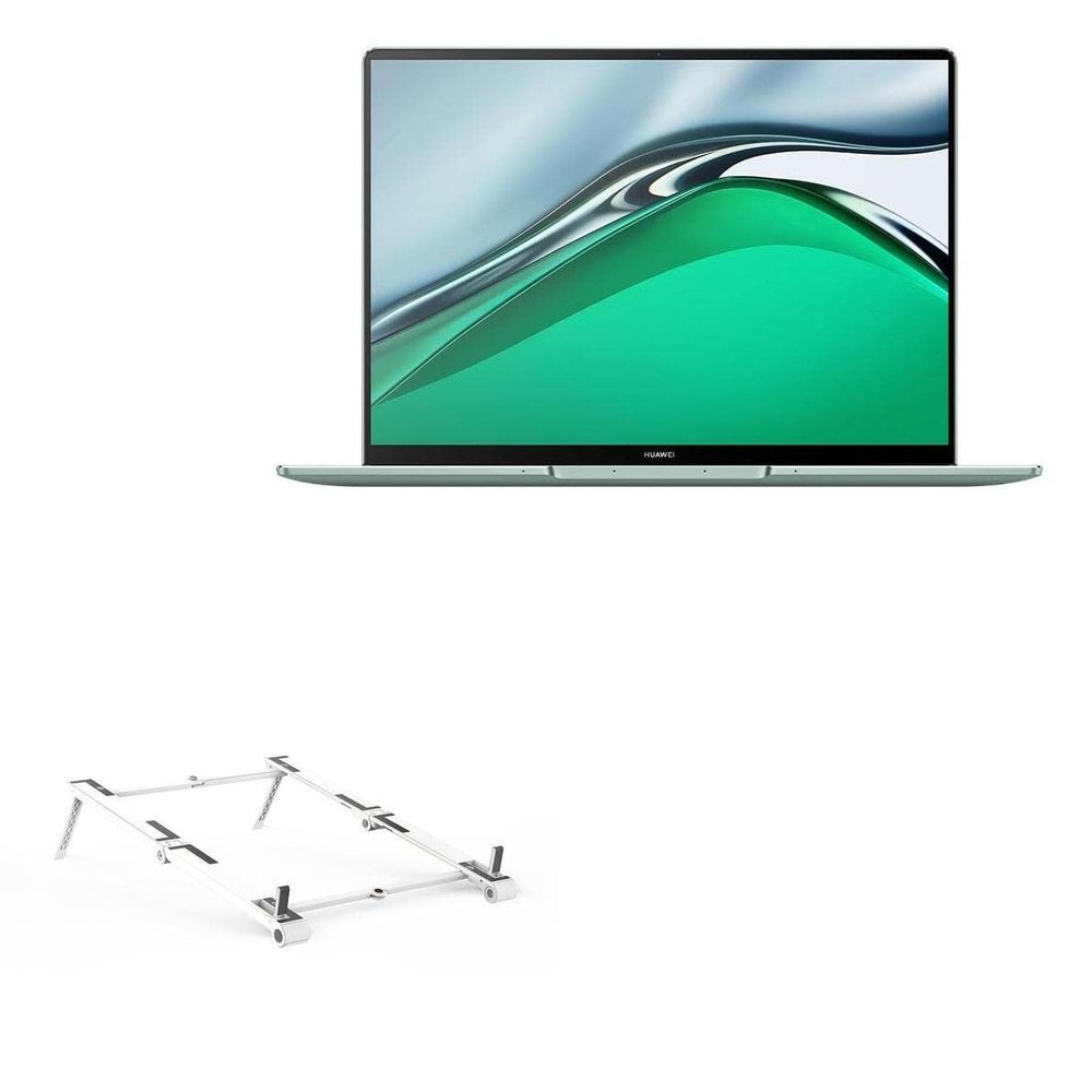 BoxWave Stand and Mount Compatible with Huawei MateBook 13s - Pocket Aluminum Stand 3-in-1, Portable Multi Angle Viewing Riser - Metallic Silver