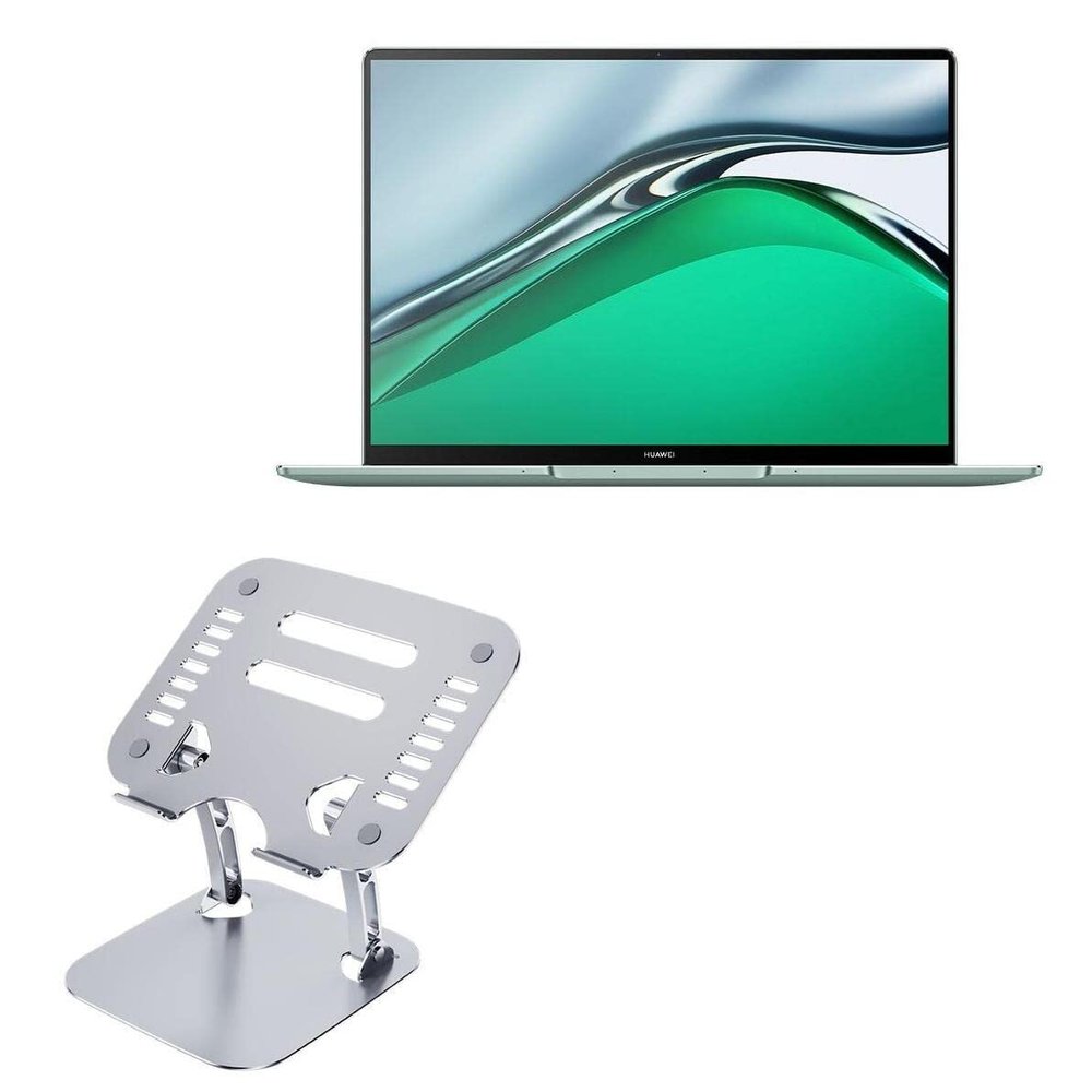 BoxWave Stand and Mount Compatible with Huawei MateBook 13s - Executive VersaView Laptop Stand, Ergonomic Adjustable Viewing Angle Metallic Riser - Metallic Silver