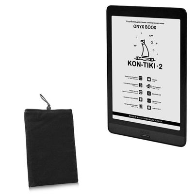 BoxWave Case Compatible with Onyx Boox Kon-Tiki 2 - Velvet Pouch, Soft Velour Fabric Bag Sleeve with Drawstring - Jet Black