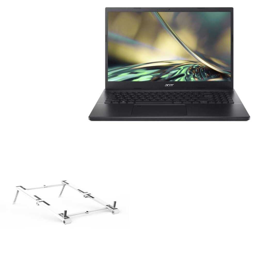 BoxWave Stand and Mount Compatible with Acer Aspire 7 (A715-51G) - Pocket Aluminum Stand 3-in-1, Portable Multi Angle Viewing Riser - Metallic Silver