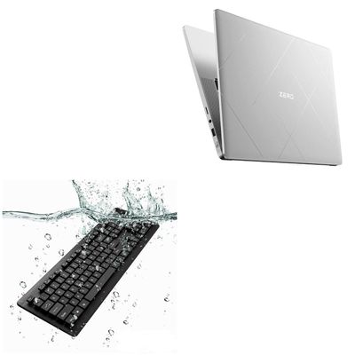 BoxWave Keyboard Compatible with Infinix Zero Book Ultra - AquaProof USB Keyboard, Washable Waterproof Water Resistant - Jet Black