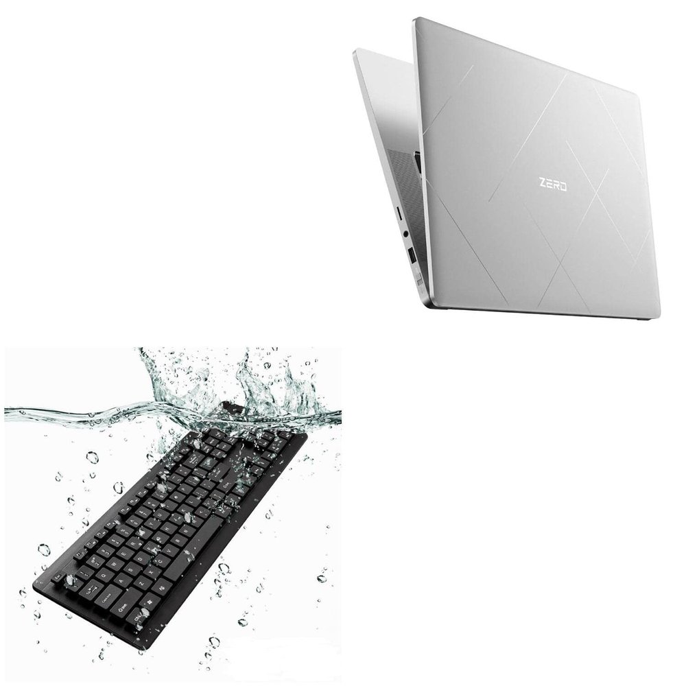 BoxWave Keyboard Compatible with Infinix Zero Book Ultra - AquaProof USB Keyboard, Washable Waterproof Water Resistant - Jet Black