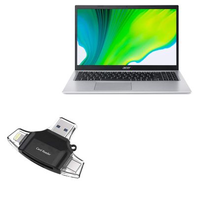 BoxWave Smart Gadget Compatible with Acer Aspire 5 (A515-56T) - AllReader SD Card Reader, microSD Card Reader SD Compact USB - Jet Black