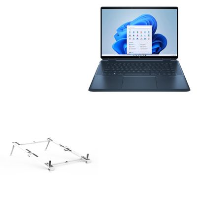 BoxWave Stand and Mount Compatible with HP Spectre x360 (16-f2097nr) - Pocket Aluminum Stand 3-in-1, Portable Multi Angle Viewing Riser - Metallic Silver