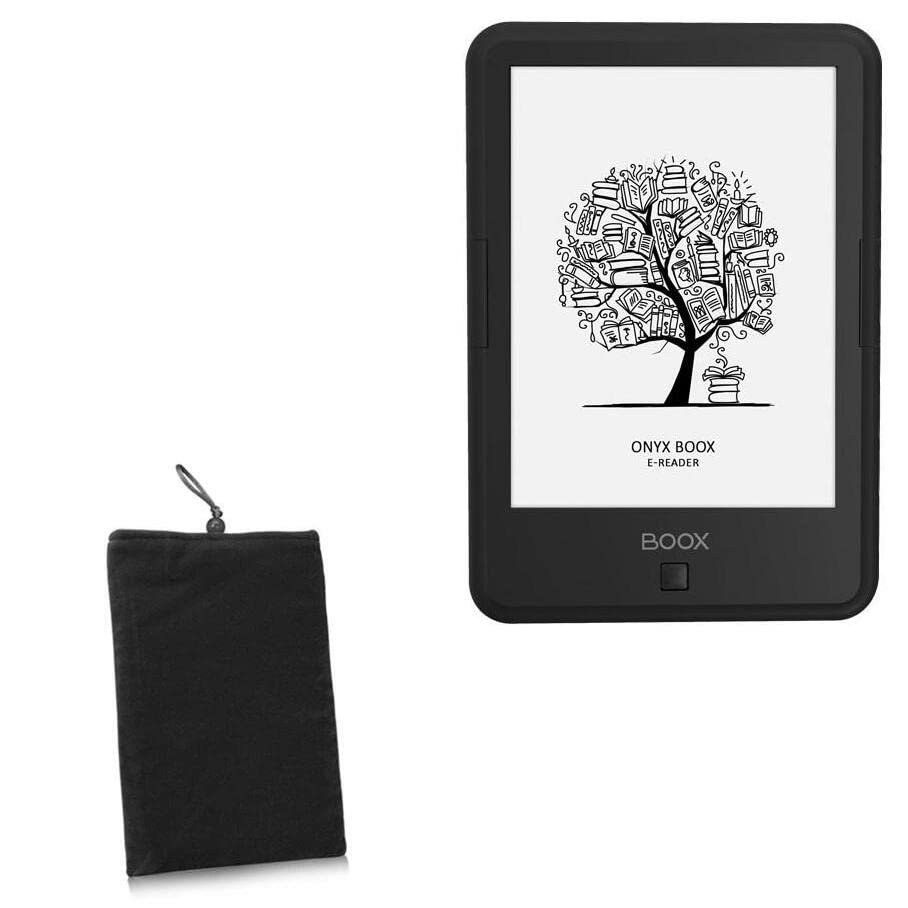 BoxWave Case Compatible with Onyx Boox Darwin 9 - Velvet Pouch, Soft Velour Fabric Bag Sleeve with Drawstring - Jet Black