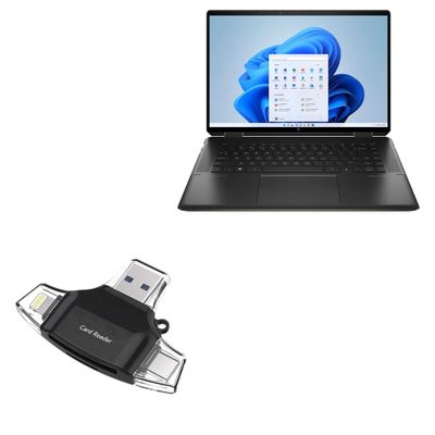 BoxWave Smart Gadget Compatible with HP Spectre x360 (16-f2047nr) - AllReader SD Card Reader, microSD Card Reader SD Compact USB - Jet Black
