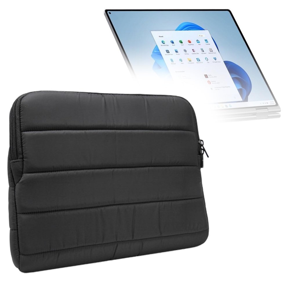 BoxWave Case Compatible with Chuwi MiniBook X - Polar Jacket, Puffy Padded Material Zip Up Sleeve Pouch - Jet Black