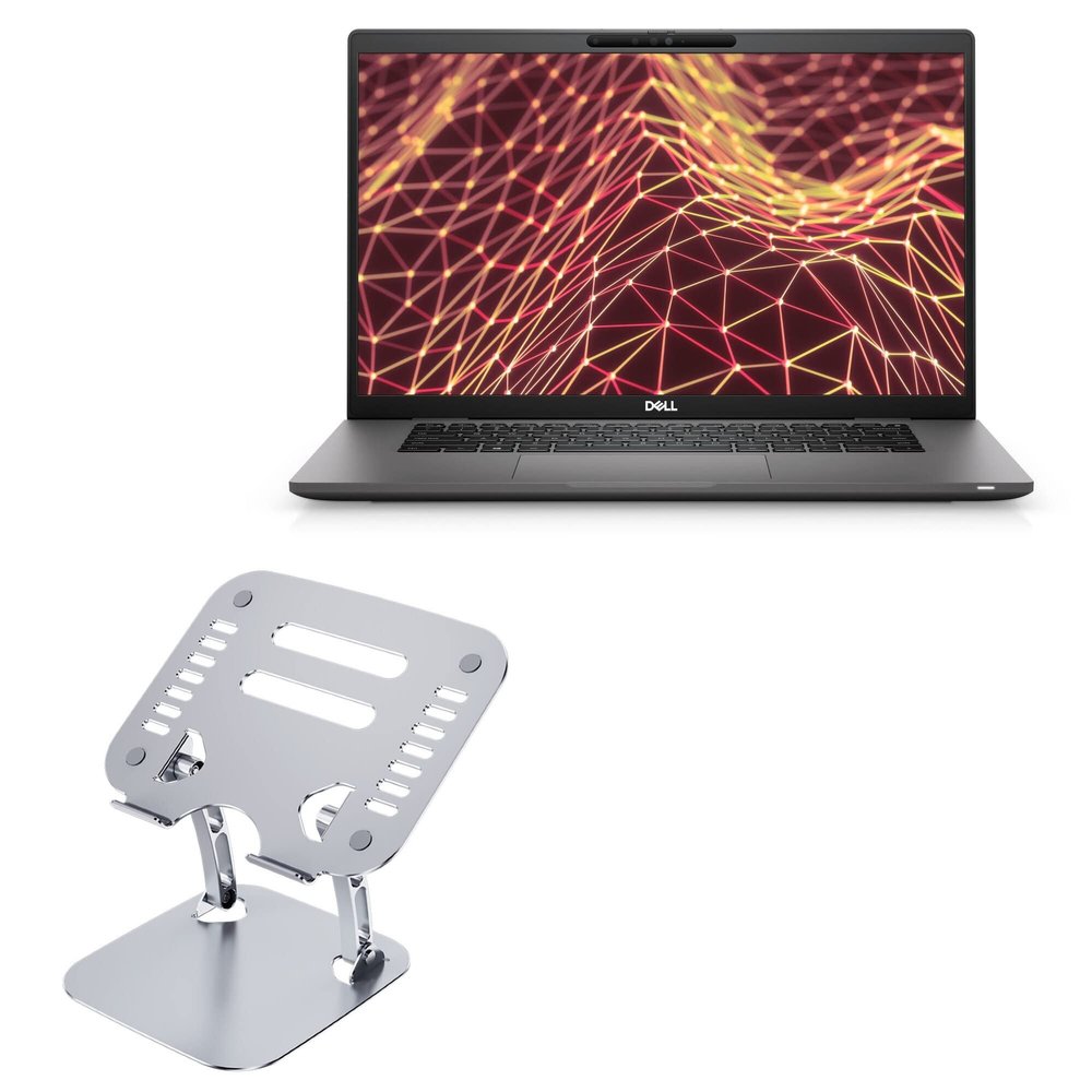 BoxWave Stand and Mount Compatible with Dell Latitude 7530 - Executive VersaView Laptop Stand, Ergonomic Adjustable Viewing Angle Metallic Riser - Metallic Silver