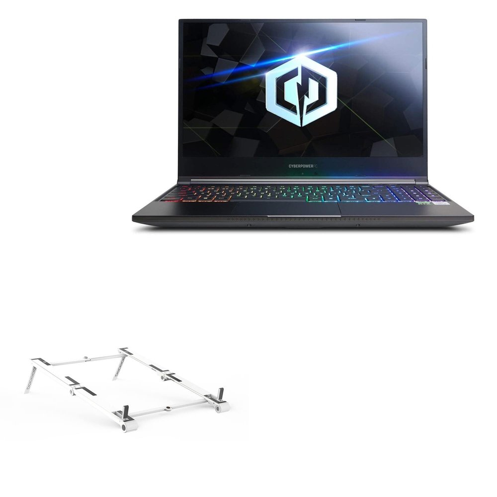 BoxWave Stand and Mount Compatible with CyberPowerPC Tracer VI Edge Pro - Pocket Aluminum Stand 3-in-1, Portable Multi Angle Viewing Riser - Metallic Silver