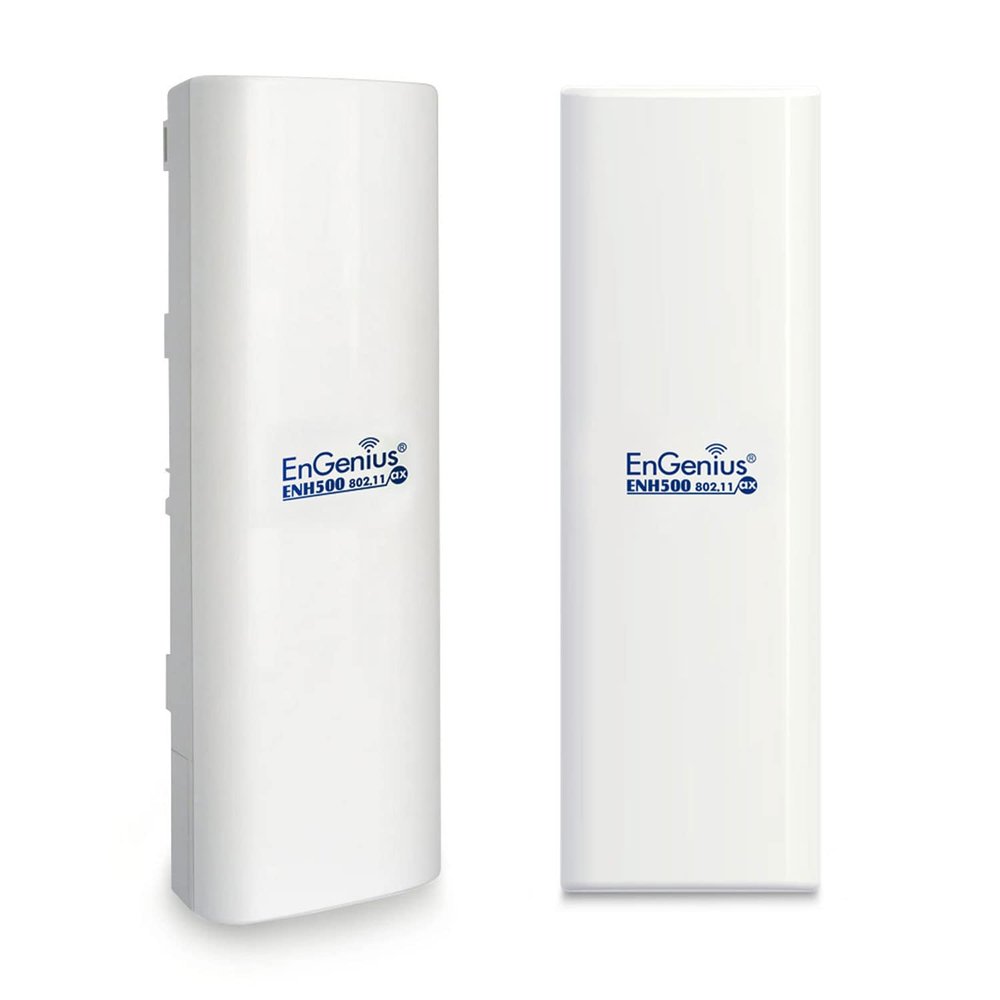 EnGenius ENH500-AX KIT 5GHz Wi-Fi 6 (802.11ax) 2x2 Outdoor Wireless Bridge, up to 1,200 Mbps, high 26 dBm Transmit Power, high gain 16 dBi Integrated Directional Antenna, IP55-rated (2-Pack)