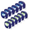 6 Paper + 6 Plastic Compatible DYMO Letratag Refills 12mm x 4m 1/2" x 13, Replace for DYMO 91331 91330 Label Tape for Dymo Letra Tag Label Maker LT100H LT100T Plus 200B QX50, Black on White view 1