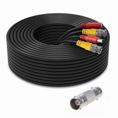 FITE ON 65ft Black Video Power BNC Cable Cord Lead Wires Compatible with Kguard CCTV DVR Security Cameras