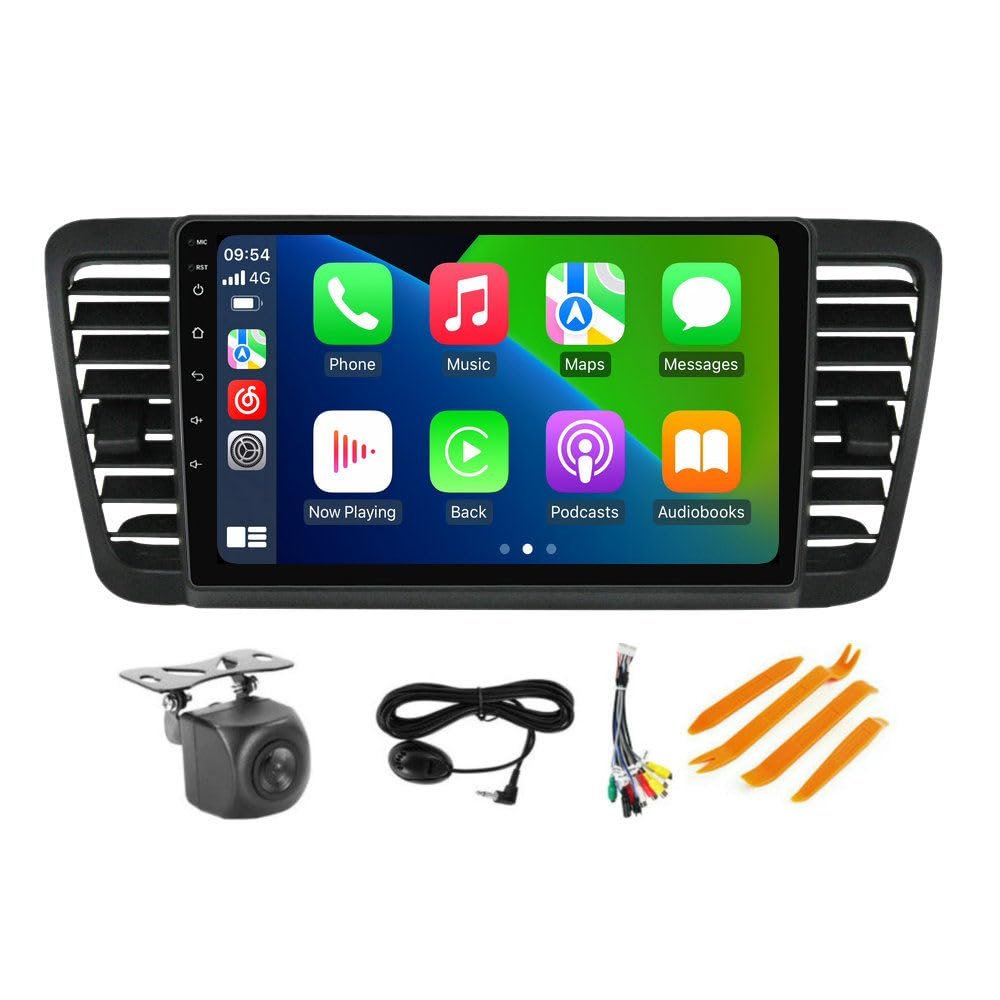 4+64GB 8-Core 9" Car Radio Stereo for Subaru Legacy Outback 2005 2006 2007 2008 2009 Dash Kit, Android 13 GPS Navigation Multimedia Player with Car-Play Android Auto