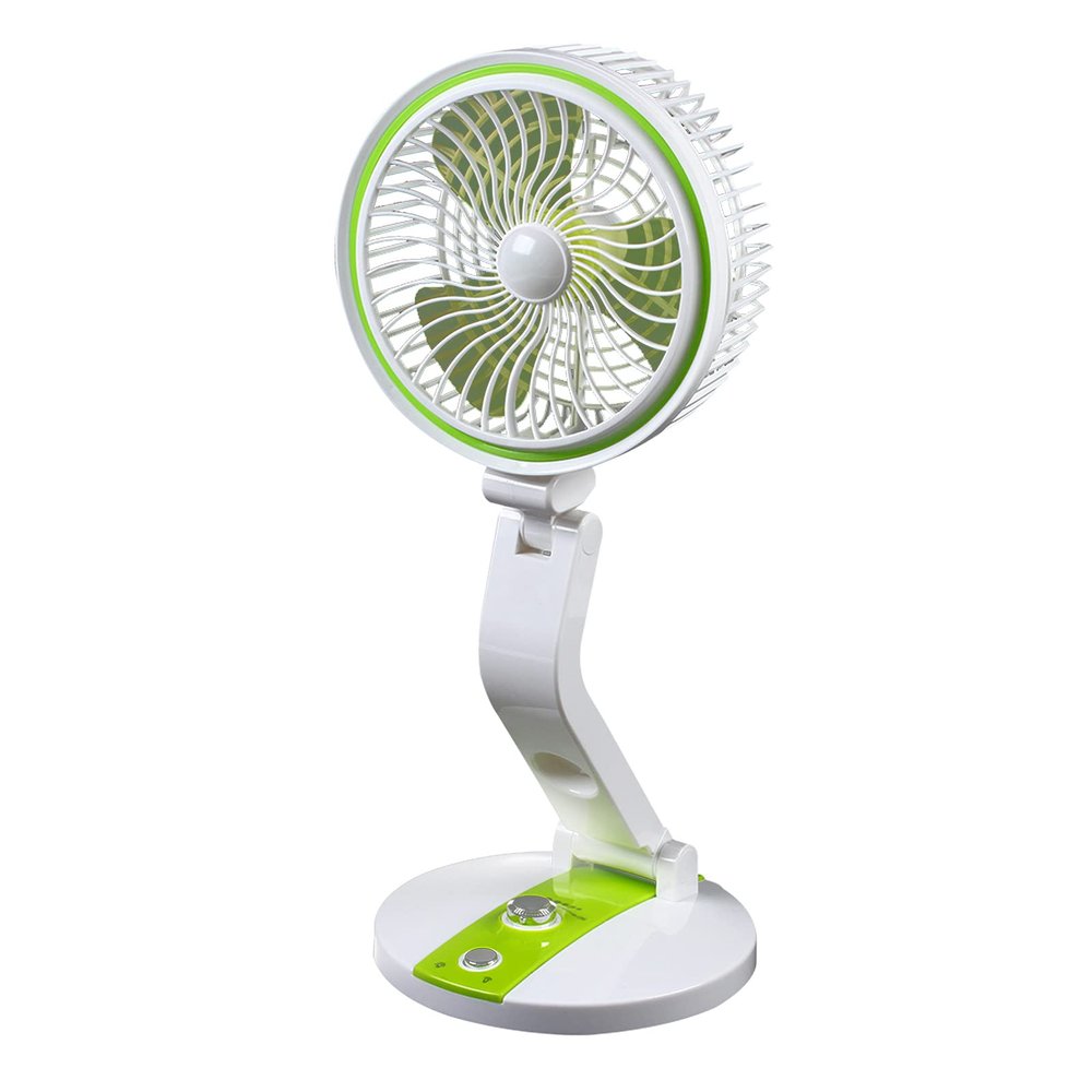 USB Desk Fan, 180 Solar Panel and USB Cable Chargeable Portable Fan Desk Cooling Cell Cooler and Light Collapsible Table Fan Adjustable Brightness and Angle with USB Cable for Better Cooling