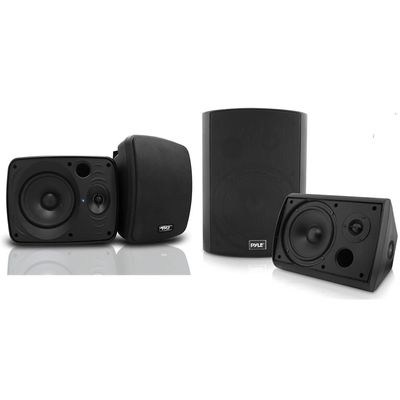 Pyle Outdoor Bluetooth Speaker Pair with Wall Mount - 600W 5.25 Inch & 300W 6.5 Inch Waterproof Indoor/Outdoor Speakers (Black)