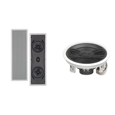 Yamaha NSIW960 2-Way Speakers (White, Pair) and Yamaha NS-IW280CWH 6.5" 3-Way in-Ceiling Speaker System (White)