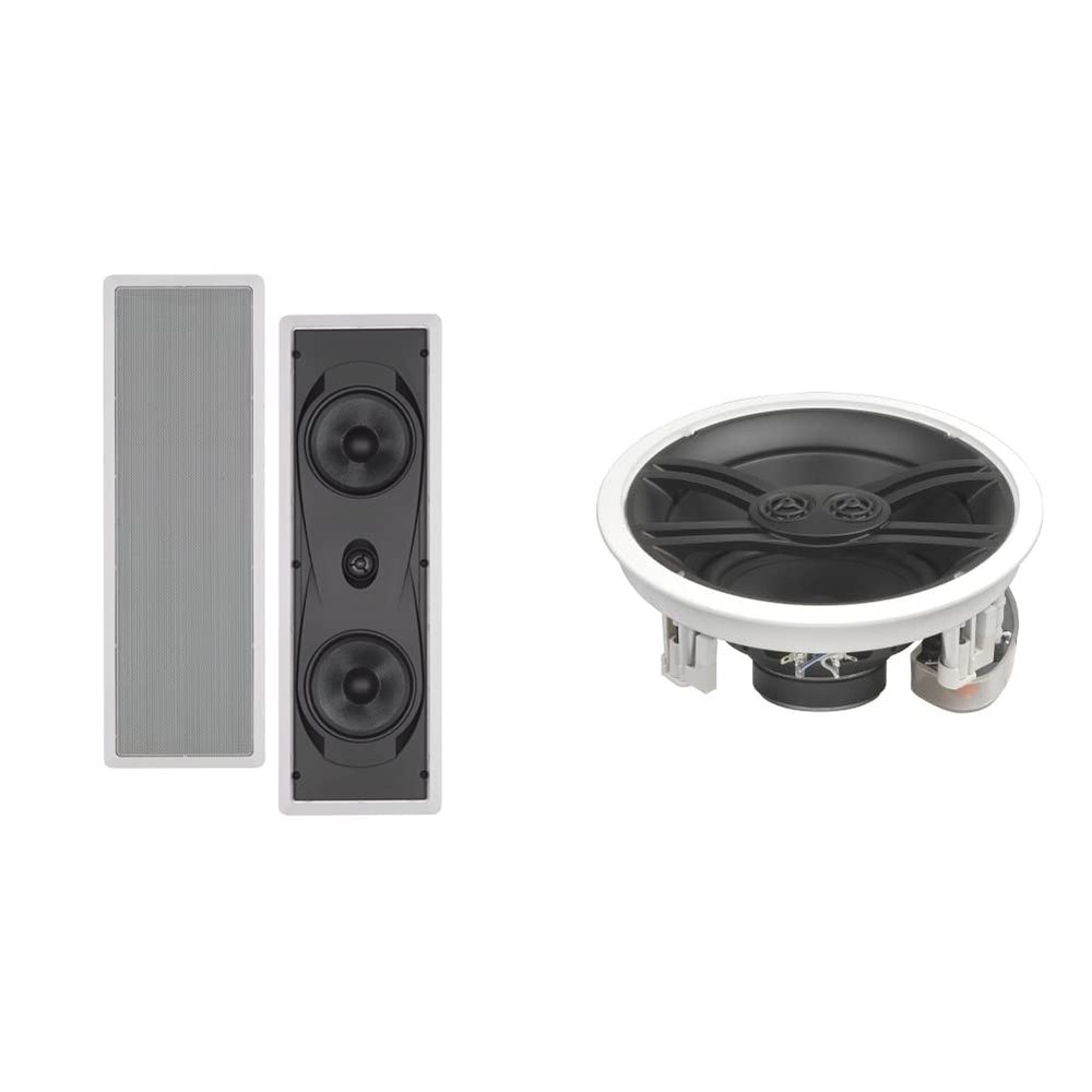 Yamaha NSIW960 2-Way Speakers (White, Pair) and Yamaha NS-IW280CWH 6.5" 3-Way in-Ceiling Speaker System (White)