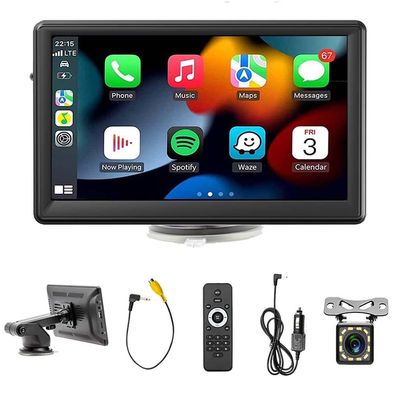 7 Inch HD Screen Car Stereo Compatible with Android Auto/Apple CarPlay, Mirror Link, Rear Camera, FM Signal Tramsmission, Portable Car Radio MP5 Player with Bluetooth 5.1/TF Card/USB/DC/AV in/Siri