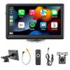7 Inch HD Screen Car Stereo Compatible with Android Auto/Apple CarPlay, Mirror Link, Rear Camera, FM Signal Tramsmission, Portable Car Radio MP5 Player with Bluetooth 5.1/TF Card/USB/DC/AV in/Siri view 1