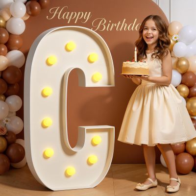 Tongjoy Marquee Letters 4 Feet Tall 4FT Large Light Up Letters C for Birthday Wedding Engagement Party Decorations Will You Marry Me Sign Yard Pre-Cut Foam Board