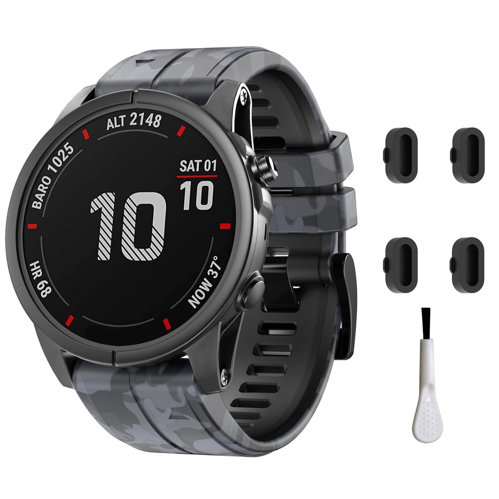 22mm Camo Quick Easy Fit Silicone Watch Band Compatible for Garmin Fenix 5/Fenix 5 Plus/Fenix 6/Fenix 6 Pro/Fenix 7, Sport Waterproof Replacement Smartwatch Wrist Strap for Forerunner 935/Forerunner