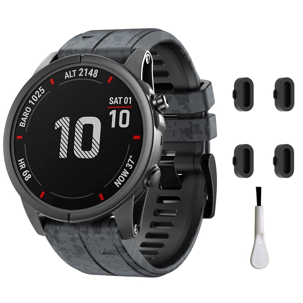 22mm Camo Quick Easy Fit Silicone Watch Band Compatible for Garmin Fenix 5/Fenix 5 Plus/Fenix 6/Fenix 6 Pro/Fenix 7, Sport Waterproof Replacement Smartwatch Wrist Strap for Forerunner 935/Forerunner