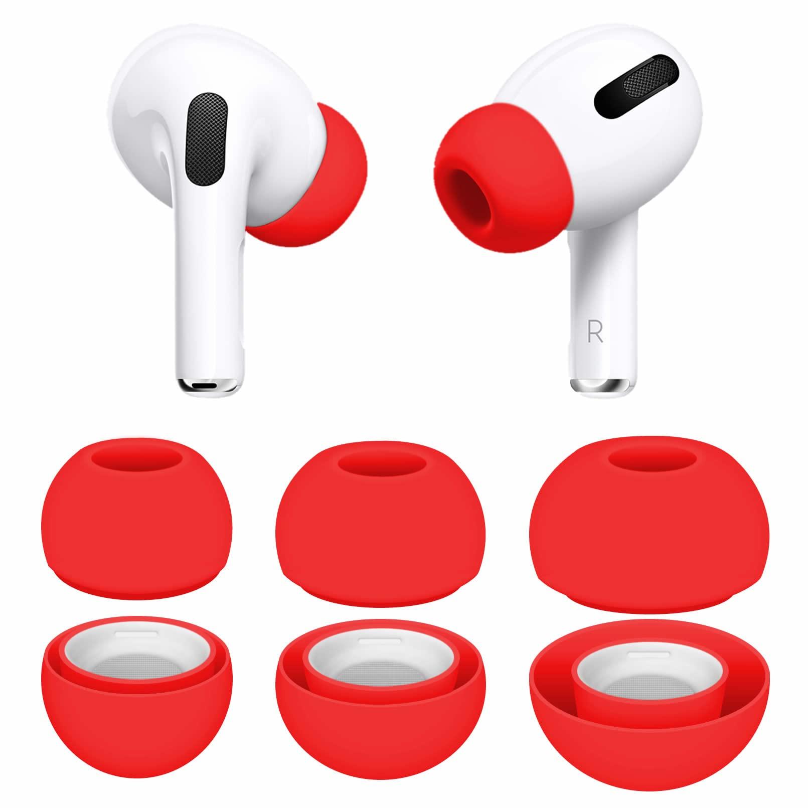 3 Pairs Compatible with AirPods Pro 1st 2nd Ear Tips Buds, Small Medium Large 3 Size Silicone Rubber Eartips Earbuds Gel Accessories Compatible with AirPods Pro 2 and 1st - S/M/L Red view 1