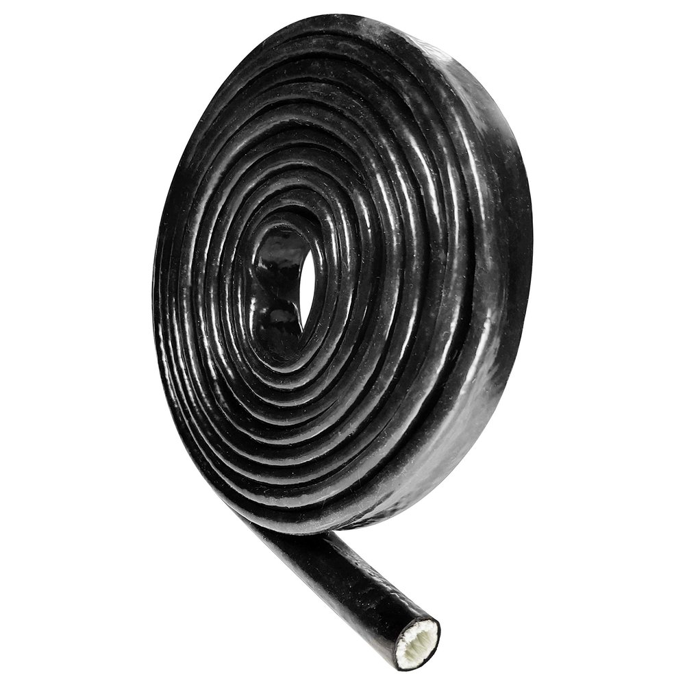 1-1/2" ID Heat Shielded Fire Thermo Armor Fire Sleeve Silicone Coated Fiberglass for Hose Lines & Electrical Wiring Black, 5 feet