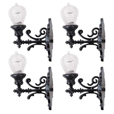 Yardwe Miniature Wall Lamp - 4 Pcs 1:12 Scale Led Dollhouse Wall Sconces Tiny Lights for Miniature House Accessories Table Decoration Sand Table Model