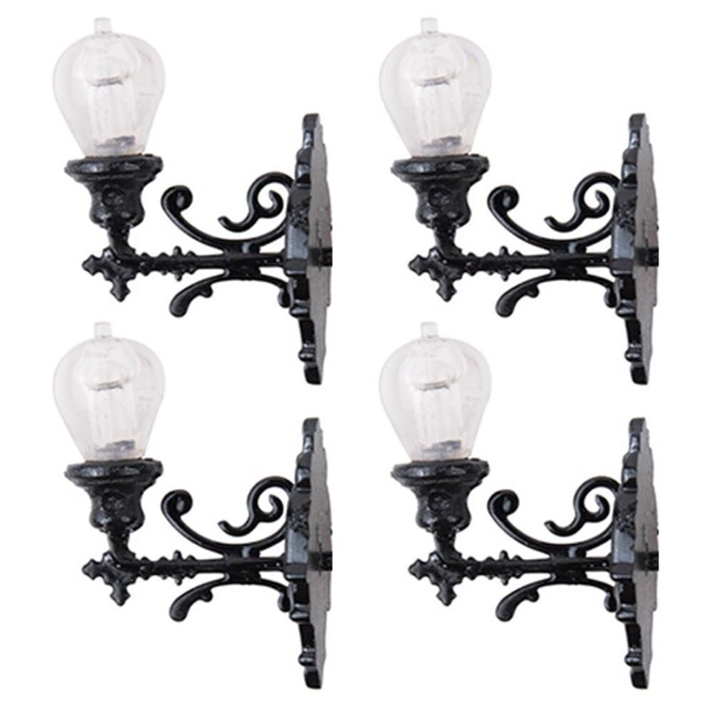 Yardwe Miniature Wall Lamp - 4 Pcs 1:12 Scale Led Dollhouse Wall Sconces Tiny Lights for Miniature House Accessories Table Decoration Sand Table Model