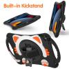iPad 10.2 inch 9th 8th 7th Gen Case Child Protective Case with Shoulder Strap Portable with Pencil Holder 360 Rotatable Handle EVA Soft Silicone Back Cover for iPad Air3 Pro10.5Black+Orange view 2