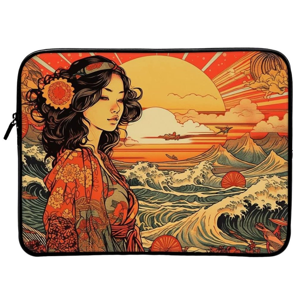 Abstract Sunset Mac Book Pro 16" Sleeve - Great Wave Laptop Sleeve - Japanese Mac Book Sleeve