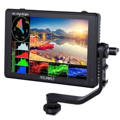FEELWORLD LUT6E 6 Inch 1600nits 3D LUT Touch Screen DSLR Camera Field Monitor with Waveform VectorScope Histogram 4K HDMI Input Output 1920X1080 IPS Panel Attached Tilt Arm