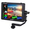 FEELWORLD LUT6E 6 Inch 1600nits 3D LUT Touch Screen DSLR Camera Field Monitor with Waveform VectorScope Histogram 4K HDMI Input Output 1920X1080 IPS Panel Attached Tilt Arm view 1