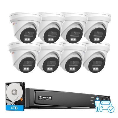 Anpviz 16CH 12MP PoE Security Camera System, 8X 5MP Wired PoE Cameras with Mic, Human/Vehicle Detection, Smart Dual Light Night Vision, 16CH NVR with 4TB HDD for 24/7 Recording, CCTV for Businesses