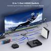 HDMI Switch 5 in 1 Out 4K@60Hz, GANA HDMI Splitter Switcher with Remote, Aluminum HDMI 2.0 Switch Box Hub for 3D, HDCP2.2, HDR, Compatible with Xbox, PS5/4/3,Fire Stick,Roku,Blu-Ray Player view 2