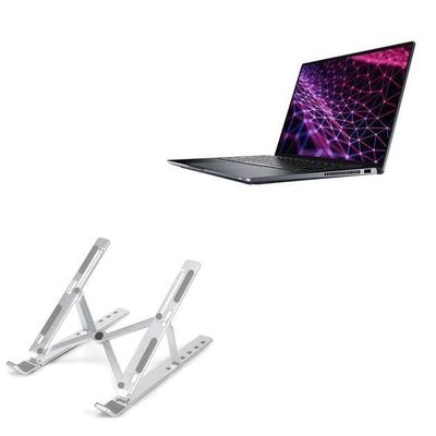 BoxWave Stand and Mount Compatible with Dell Latitude 9430 - Compact QuickSwitch Stand, Portable Multi Angle Viewing Foldable Riser - Metallic Silver