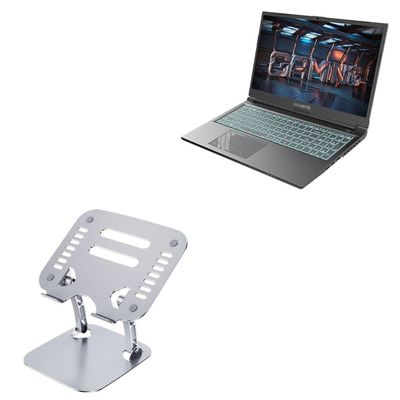 BoxWave Stand and Mount Compatible with AORUS G5 (2023) - Executive VersaView Laptop Stand, Ergonomic Adjustable Viewing Angle Metallic Riser - Metallic Silver