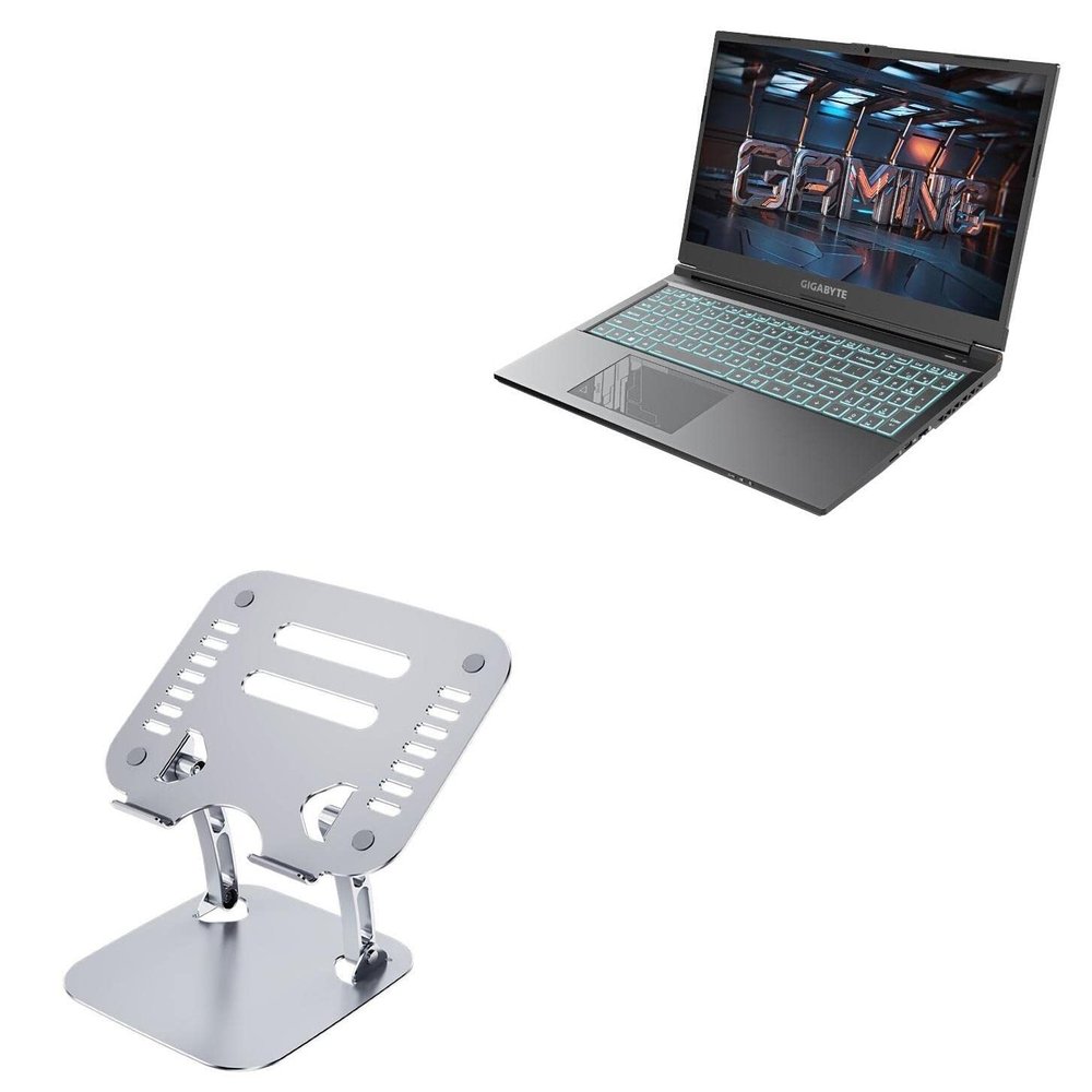 BoxWave Stand and Mount Compatible with AORUS G5 (2023) - Executive VersaView Laptop Stand, Ergonomic Adjustable Viewing Angle Metallic Riser - Metallic Silver